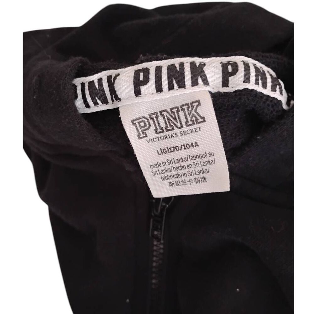 Pink Victoria's Secret Black White Zip Closure Hoodie Size Large - Picture 7 of 7
